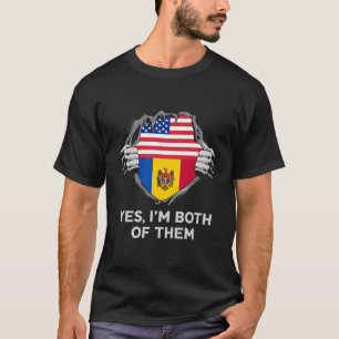 Camiseta Meia-Americana Half Moldovan Usa Moldova Flag Mens