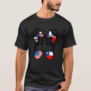 Camiseta Meia-americana Meia-chilena USA Pat de Bandeira Ch