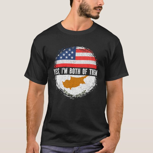 Camiseta Meia-Americana Meia-Cipriota dos EUA Bandeira Chip (Frente)
