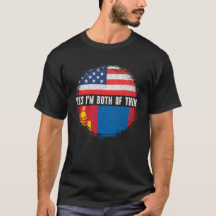 Camiseta Meia-americana Meia-Mongol EUA Bandeira Mongólia