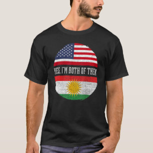 Camiseta Meia-americana meio curdo EUA Bandeira Kurdistan H