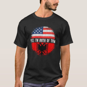 Camiseta Meia-Americana Metade Albanesa dos EUA Bandeira da