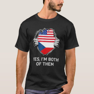 Camiseta Meia-Americana Metade Checa dos EUA Bandeira da Tc