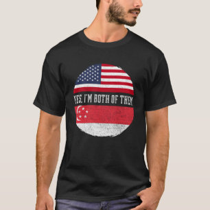Camiseta Meia-Americana Metade Cingapura EUA Bandeira Singa