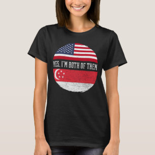 Camiseta Meia-Americana Metade Cingapura EUA Bandeira Singa