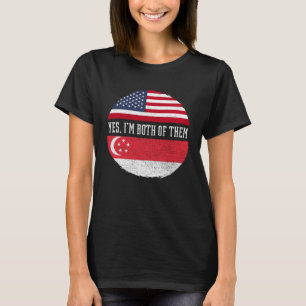 Camiseta Meia-Americana Metade Cingapura EUA Bandeira Singa