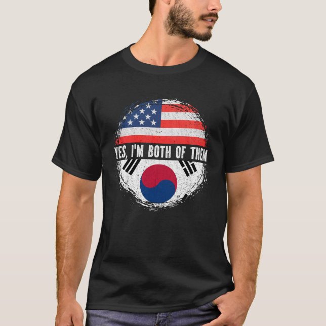 Camiseta Meia-americana metade coreana norte-americana Flag (Frente)