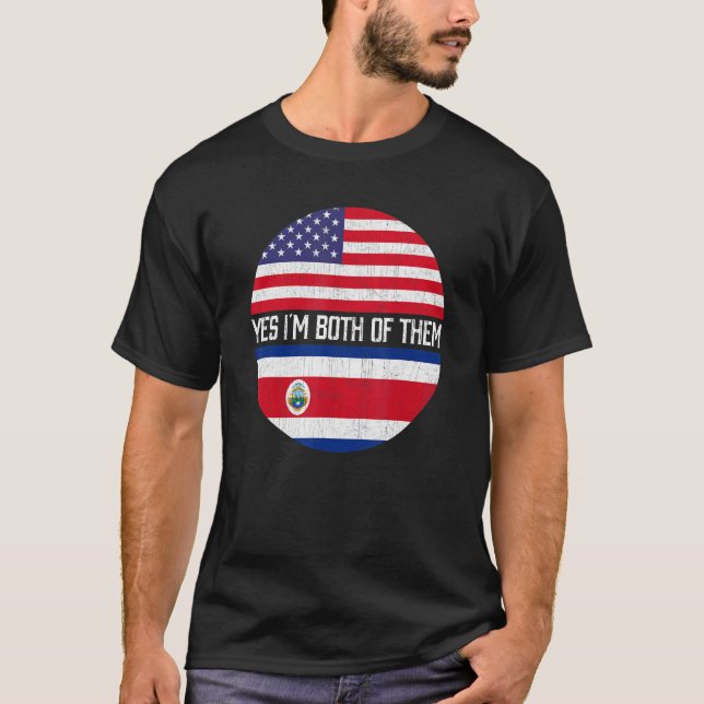 Camiseta Meia-Americana Metade Da Família De Bandeiras Amer (Frente)