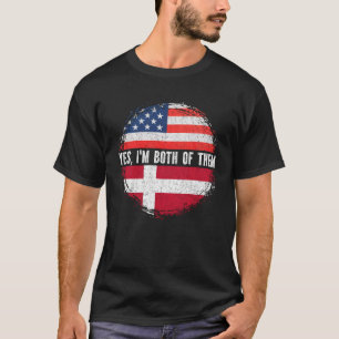 Camiseta Meia-americana metade dinamarquesa USA Flag Dinama