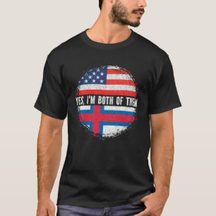 Camiseta Meia-Americana Metade Feroense EUA Bandeira Ilhas