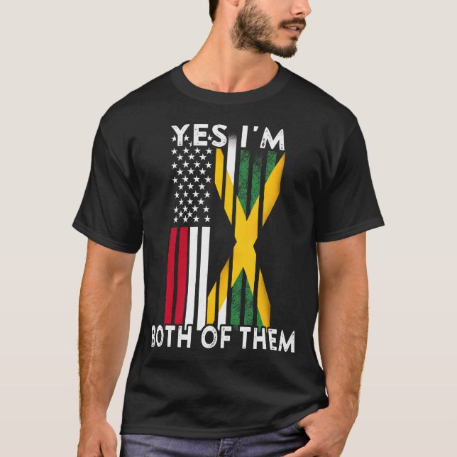 Camiseta Meia-americana metade jamaicana bandeira americana (Frente)