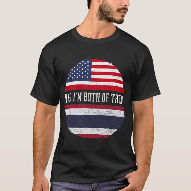 Camiseta Meia-americana metade tailandesa bandeira american (Frente)