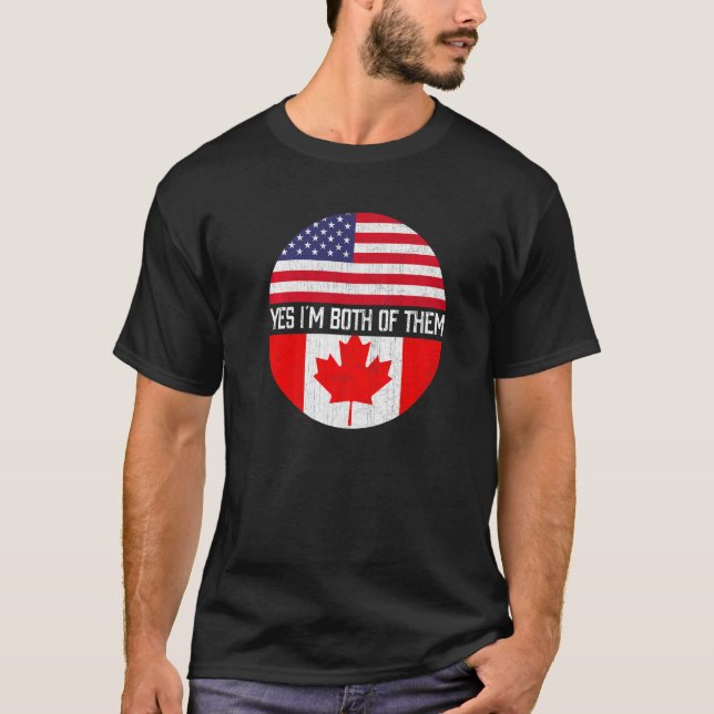 Camiseta Meia-Americana Semestre Canadense Flag Family Heri (Frente)