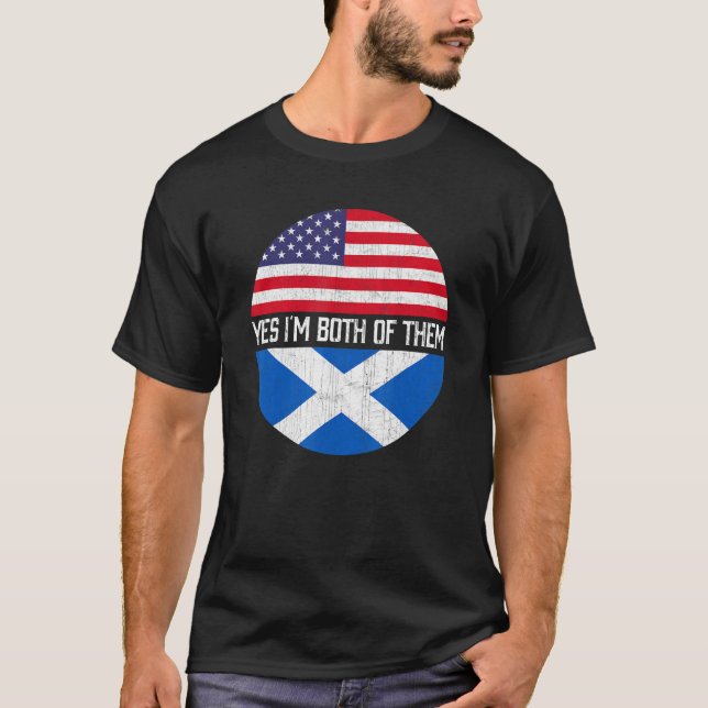 Camiseta Meia-Americana Semestre Escocesa Usa Flag Family H (Frente)
