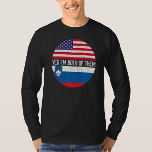 Camiseta Meia-Americana Semestre Esloveno dos Eua Flag Fami