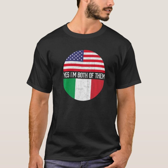 Camiseta Meia-Americana Semestre Italiana Flag Family Herit (Frente)