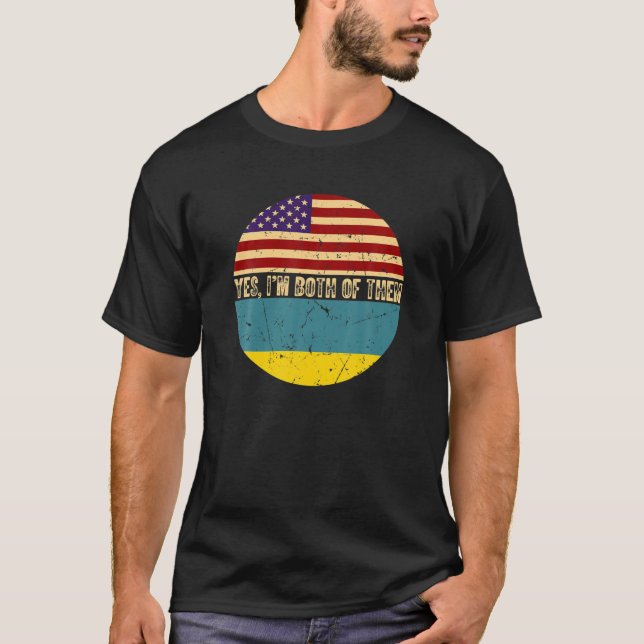 Camiseta Meia-americana ucraniana EUA Ucrânia Flag Heri (Frente)