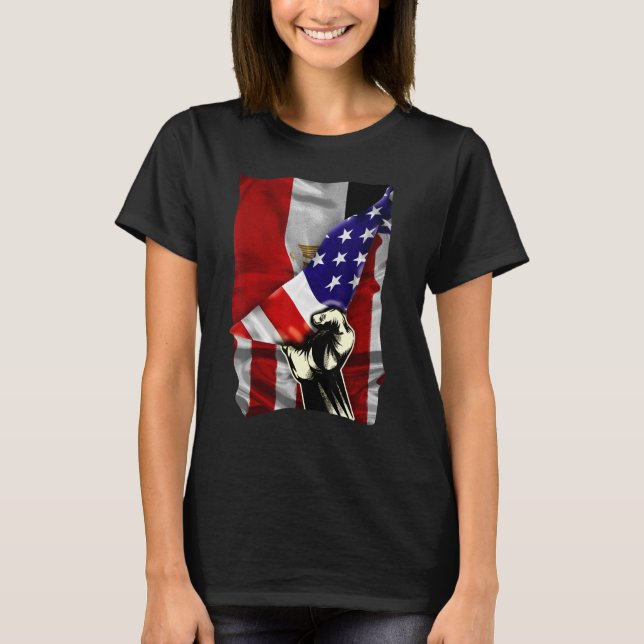 Camiseta Meia bandeira americana Egito ROOTS EUA Flag Egito (Frente)