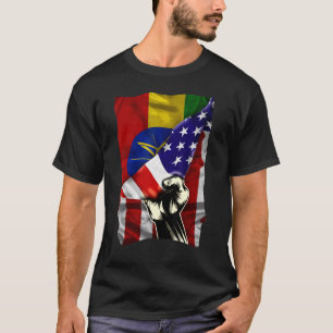 Camiseta Meia Bandeira Americana Raízes Etíopes Bandeira EU