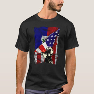 Camiseta Meia Bandeira Americana Raízes Haitianas Bandeira