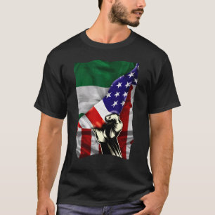 Camiseta Meia Bandeira Americana Raízes Nigerianas Bandeira