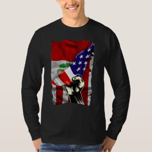 Camiseta Meia Bandeira Americana Raízes Peruanas Bandeira E