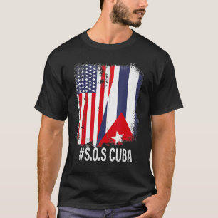 Camiseta Meia Bandeira Cubana Americana Sos Cuba Vintage Ho