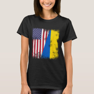 Camiseta Meia Bandeira da Ucrânia Vintage Presente Ucrânia