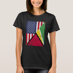 Camiseta Meia Bandeira dos EUA Meia Bandeira da Guiana Amer
