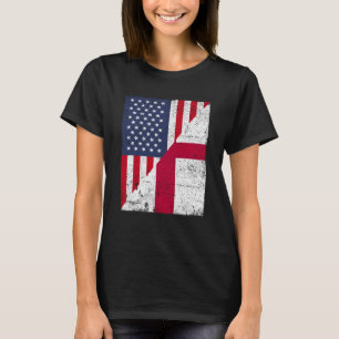 Camiseta Meia Bandeira dos EUA Meia Bandeira da Inglaterra