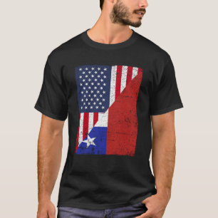 Camiseta Meia bandeira dos EUA Metade do Chile bandeira ame