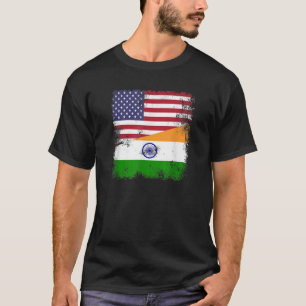 Camiseta Meia bandeira indiana Vintage Índia EUA Presente