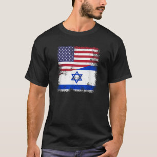 Camiseta Meia Bandeira Israelense Vintage Presente EUA Isra