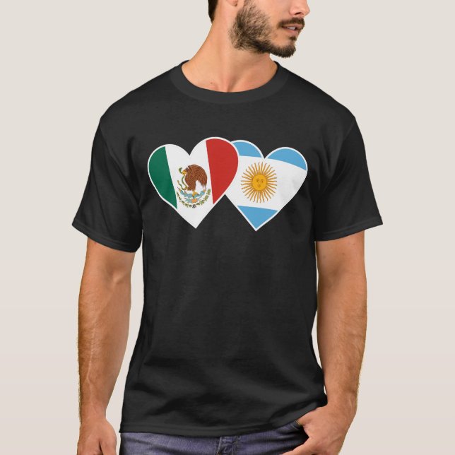 Camiseta Meia Bandeira Mexicana Meia-Argentina no México (Frente)