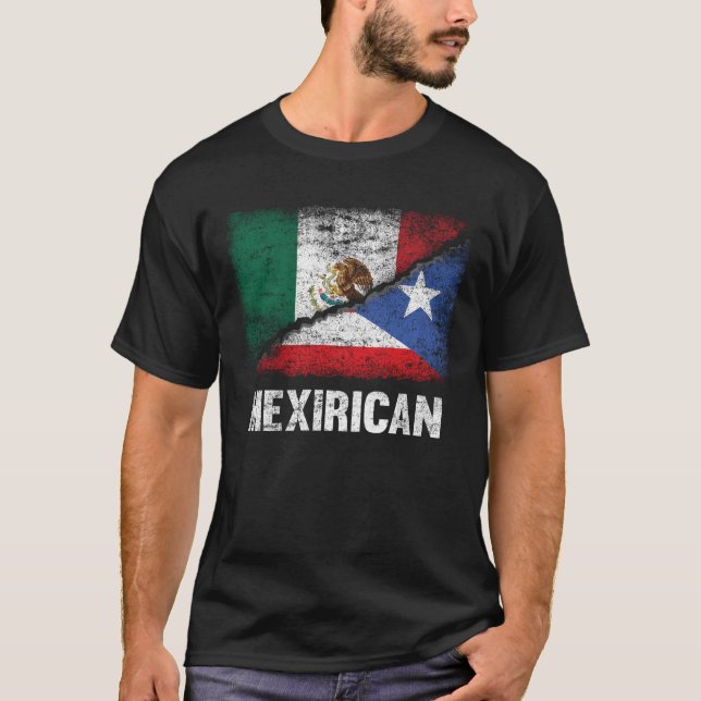 Camiseta Meia bandeira mexicana porto-riquenha mexicana (Frente)