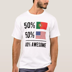 Camiseta Meia bandeira portuguesa metade americana Bandeira