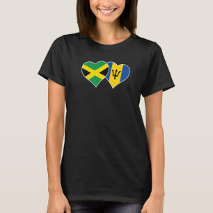 Camiseta Meia-Bar jamaicana Half Barbados Flag Heart Jamaic