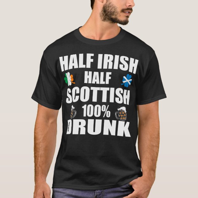 Camiseta Meia-Bebado Escocesa Irlandesa St Patricks (Frente)