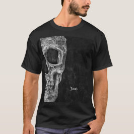 Camiseta Meia Caveira Gótica, Preto E Legal Grunge Branco