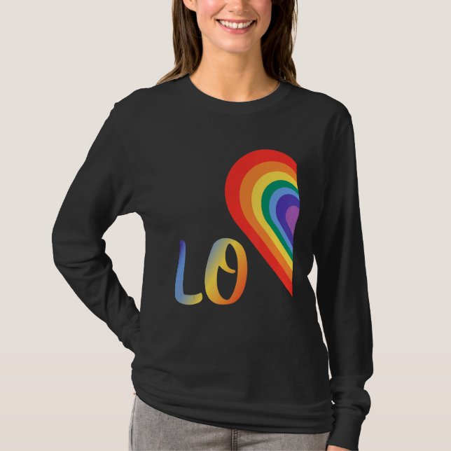 Camiseta Meia Coração Bonita Com Orgulho Lgbtq Orgulho Lésb (Frente)