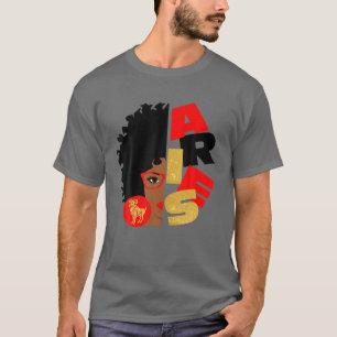 Camiseta Meia Face Aries Black Queen Birthday Gift Zodiac C