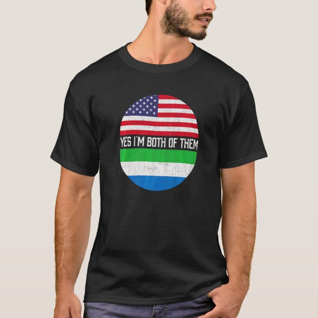 Camiseta Meia família americana de bandeiras da Serra Leoa (Frente)