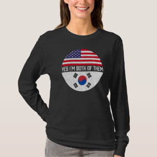 Camiseta Meia Família Americana De Bandeiras Sul-Coreanas E