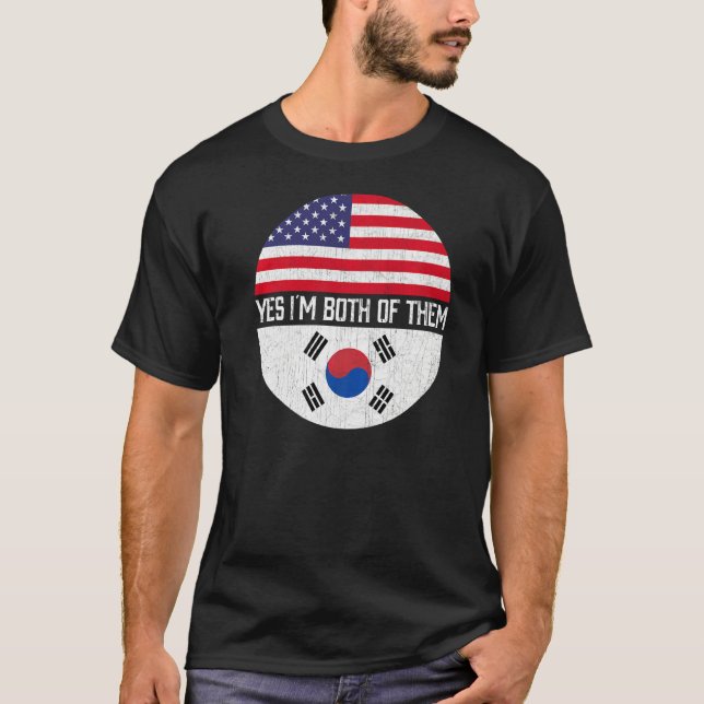 Camiseta Meia Família Americana De Bandeiras Sul-Coreanas E (Frente)