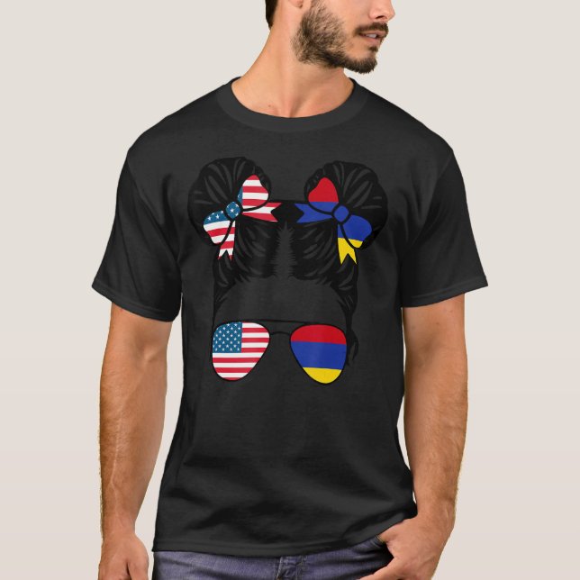 Camiseta Meia garota armênia americana Bandeira da Armênia (Frente)