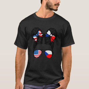 Camiseta Meia garota checa americana Bandeira P