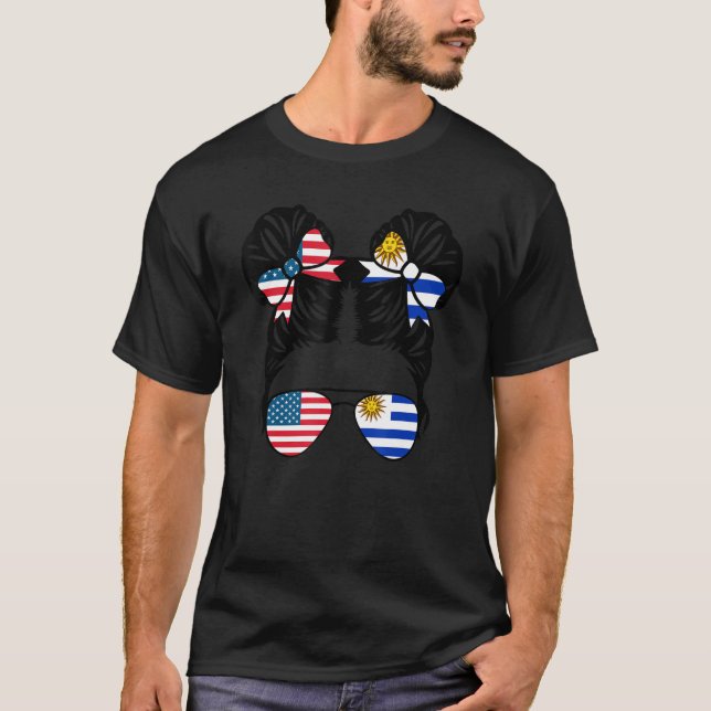 Camiseta Meia garota uruguaia norte-americana Bandeira Urug (Frente)