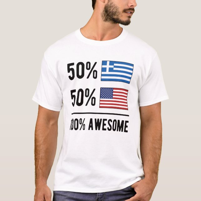 Camiseta Meia-Grécia Grega Meia-Americana de Bandeira EUA (Frente)