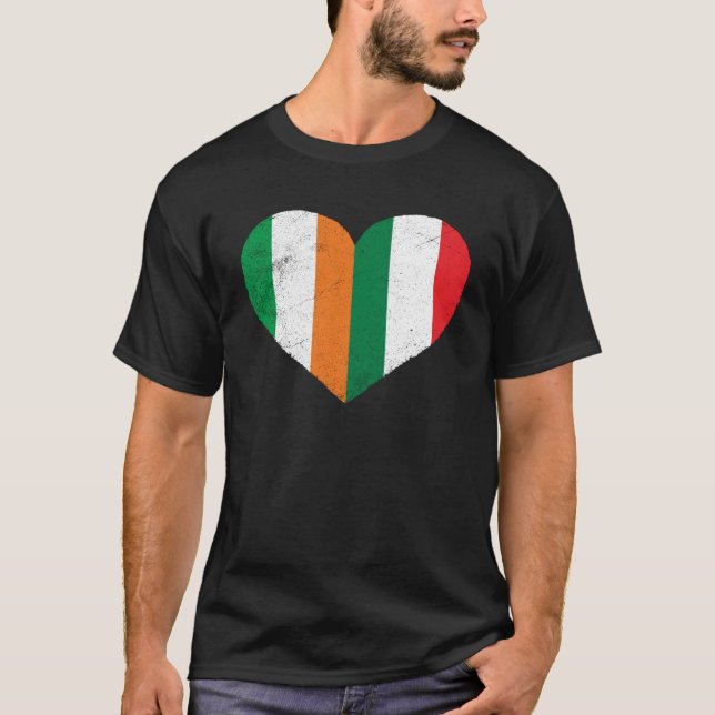 Camiseta Meia irlandesa Metade Italiana Heart Ireland (Frente)