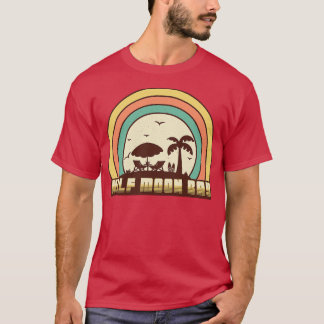 Camiseta Meia Lua Bay Beach Retro Sunset Estilo